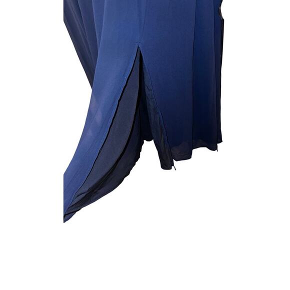 Rare 1X 14 16 Plus Size Blue Lace Flutter Sleeve Mesh Maxi Dress BloomChic - Picture 9 of 9